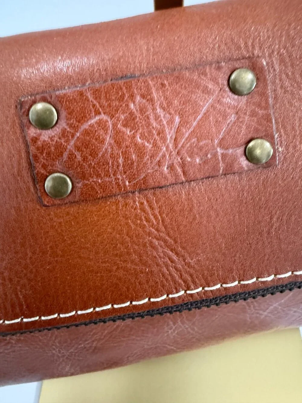 Patricia Nash Valerie Tan Leather Fold-Over Clutch Wristlet